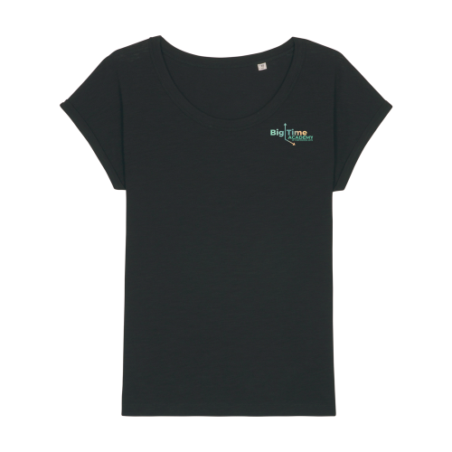 Women's Stella Rounders slub rolled sleeve slub t-shirt - Black (P)