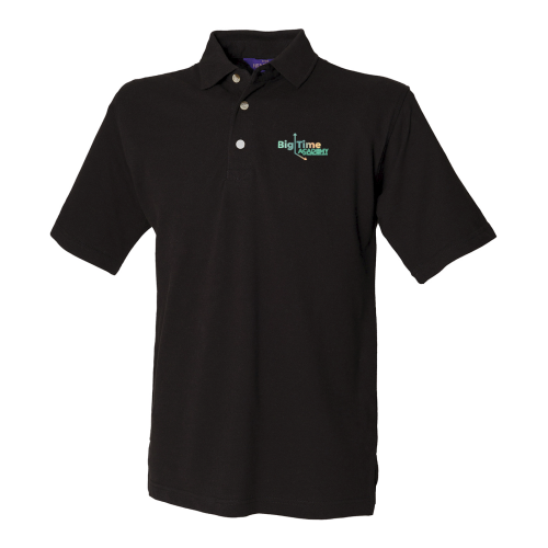 Classic cotton piqué polo with stand-up collar - Black