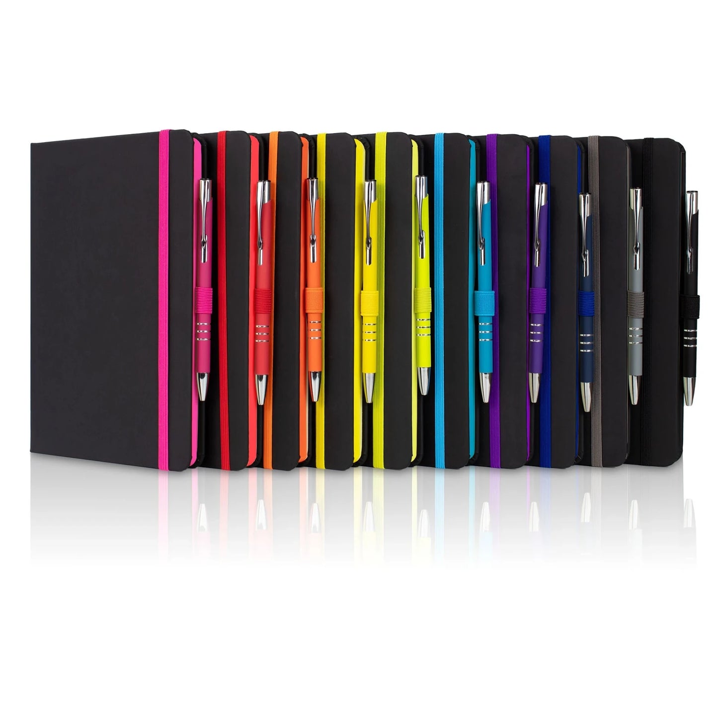 DeNiro Edge A5 soft-feel PU hardback notebook with matching DaVinci ballpen