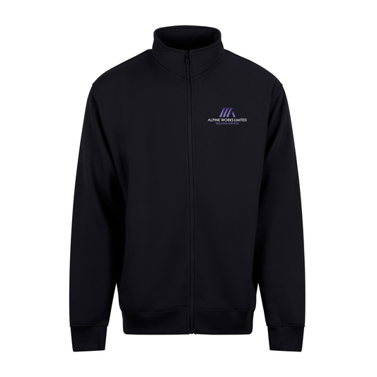 Pro full-zip sweatshirt with embroidered Alpine Works logos on chest