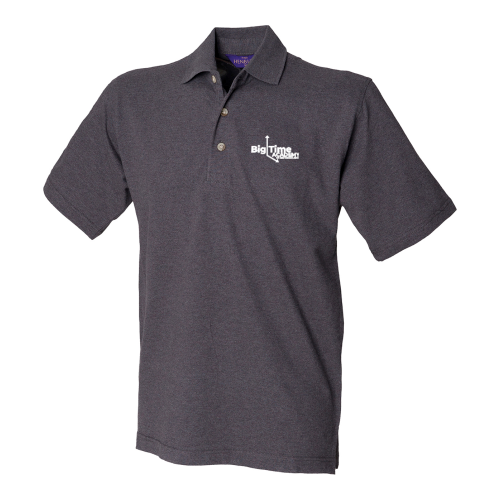 Classic cotton piqué polo with stand-up collar - Charcoal